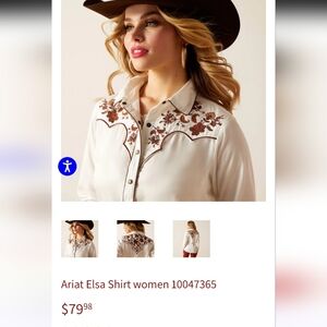 Ariat Elsa Shirt  Sz S White